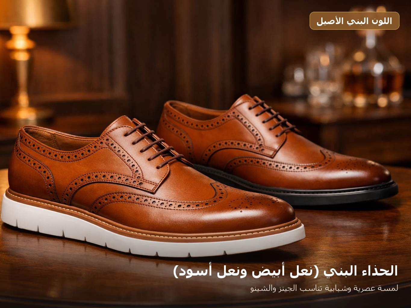 الحذاء البني (متوفر بنعل أبيض وبنعل أسود)