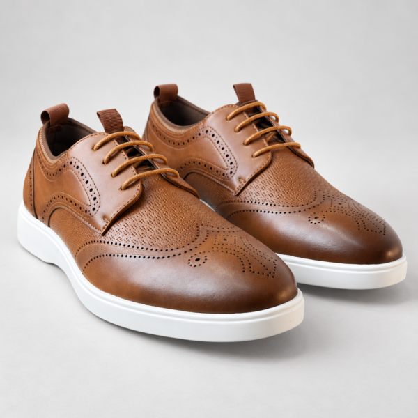 Derbies cognac à semelles blanches-7